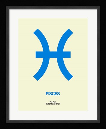 Framed Pisces Zodiac Sign Blue Print