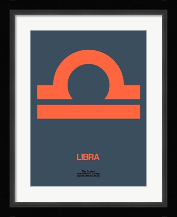 Framed Libra Zodiac Sign Orange Print