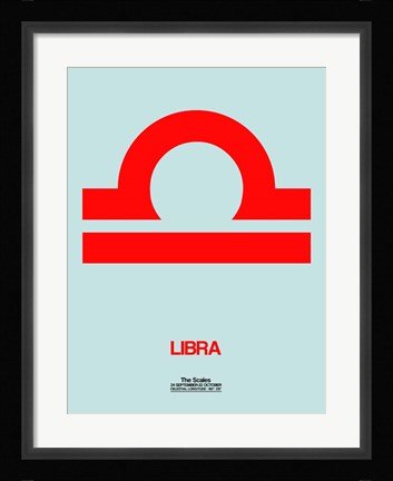 Framed Libra Zodiac Sign Red Print