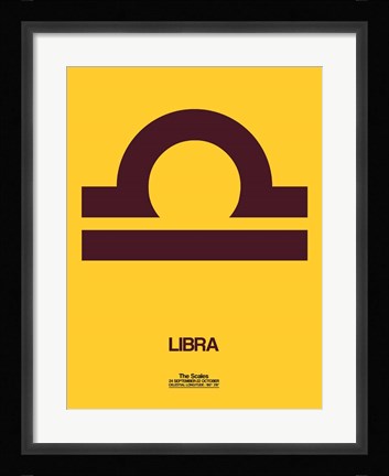 Framed Libra Zodiac Sign Brown Print