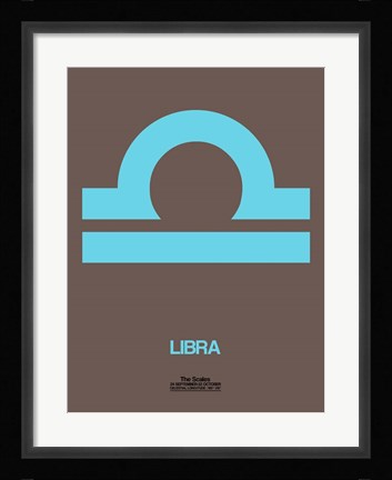 Framed Libra Zodiac Sign Blue Print