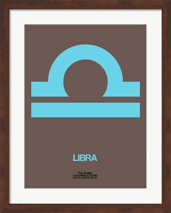 Framed Libra Zodiac Sign Blue Print