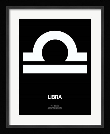 Framed Libra Zodiac Sign White Print
