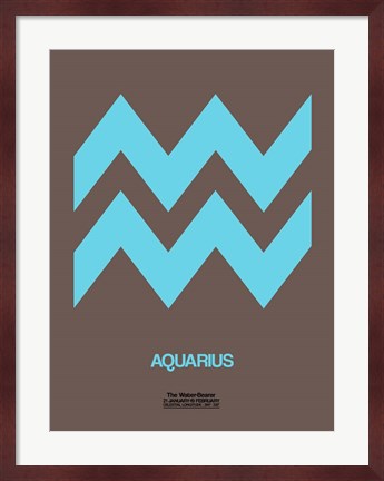 Framed Aquarius Zodiac Sign Blue Print