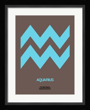 Framed Aquarius Zodiac Sign Blue Print
