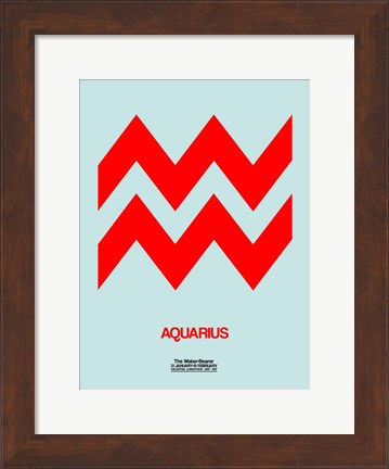 Framed Aquarius Zodiac Sign Red Print