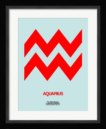 Framed Aquarius Zodiac Sign Red Print