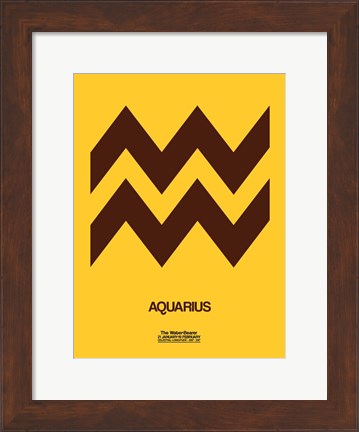 Framed Aquarius Zodiac Sign Brown Print