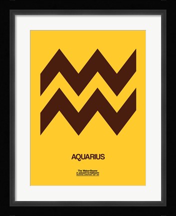 Framed Aquarius Zodiac Sign Brown Print