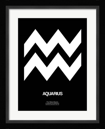 Framed Aquarius Zodiac Sign White Print