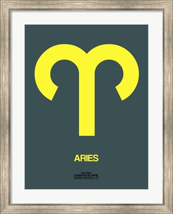 Framed Aries Zodiac Sign Yellow Print