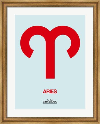 Framed Aries Zodiac Sign Red Print