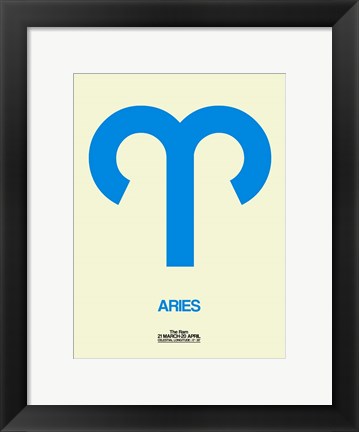 Framed Aries Zodiac Sign Blue Print