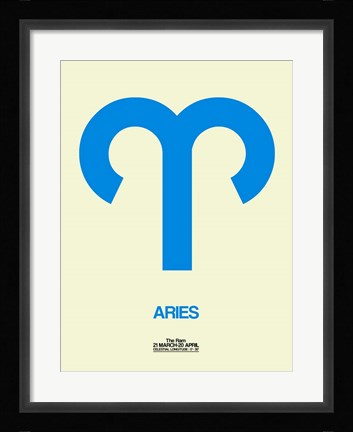 Framed Aries Zodiac Sign Blue Print