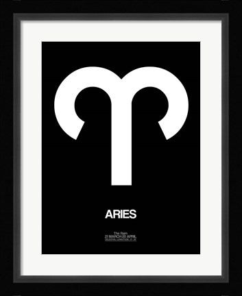 Framed Aries Zodiac Sign White Print