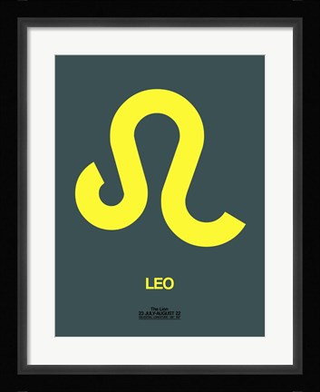 Framed Leo Zodiac Sign Yellow Print