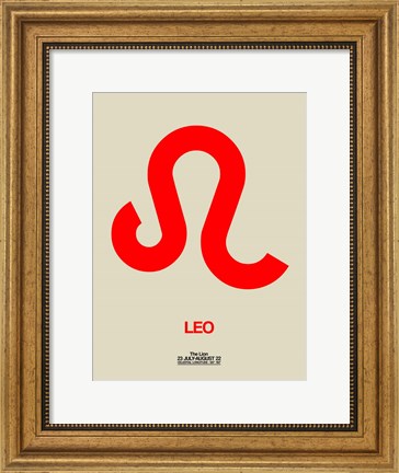 Framed Leo Zodiac Sign Red Print