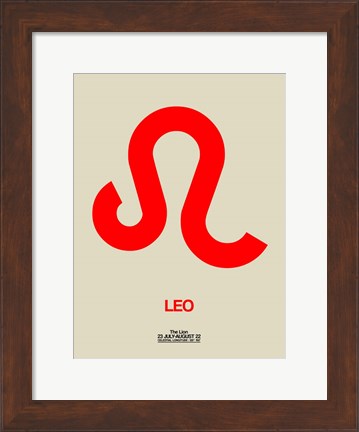 Framed Leo Zodiac Sign Red Print