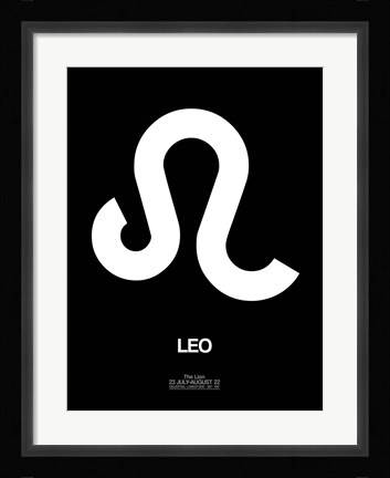 Framed Leo Zodiac Sign White Print