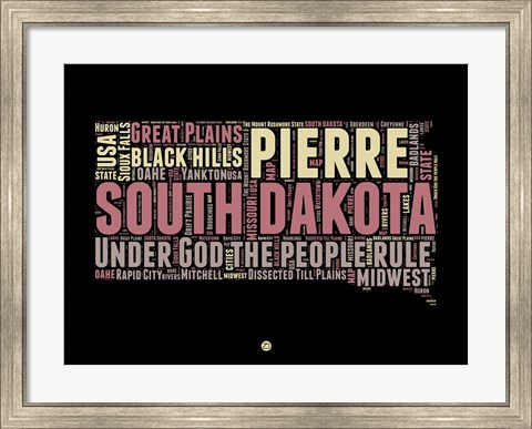 Framed South Dakota Word Cloud 2 Print