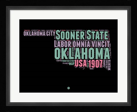 Framed Oklahoma Word Cloud 1 Print