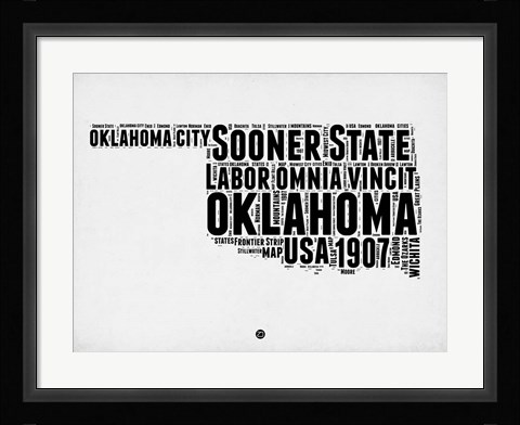 Framed Oklahoma Word Cloud 2 Print