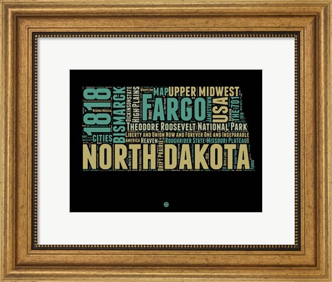 Framed North Dakota Word Cloud 1 Print