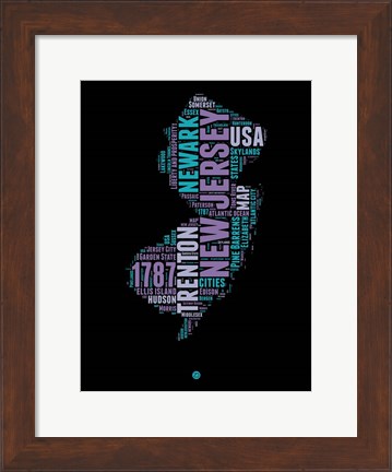 Framed New Jersey Word Cloud 1 Print