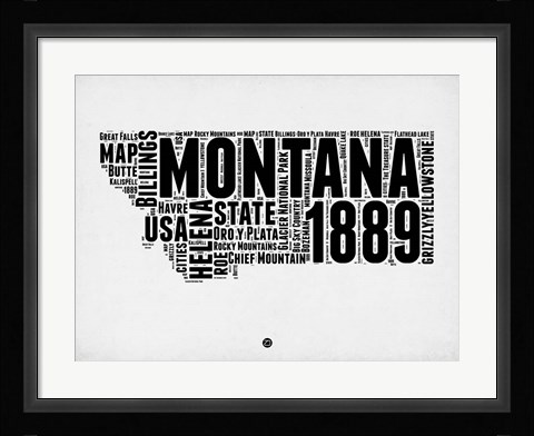 Framed Montana Watercolor Word Cloud Print