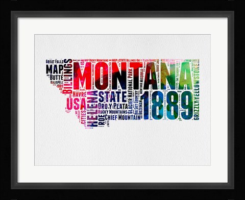Framed Montana Word Cloud 2 Print