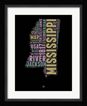 Framed Mississippi Word Cloud 1 Print