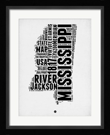 Framed Mississippi Word Cloud 2 Print
