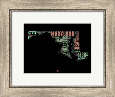 Framed Maryland Word Cloud 1 Print