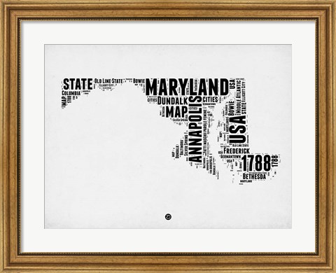 Framed Maryland Word Cloud 2 Print