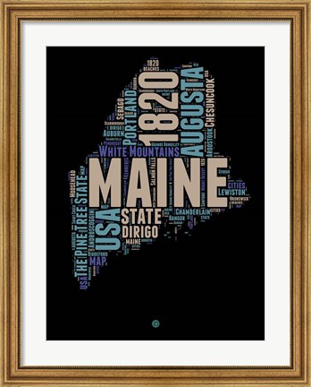 Framed Maine Word Cloud 1 Print