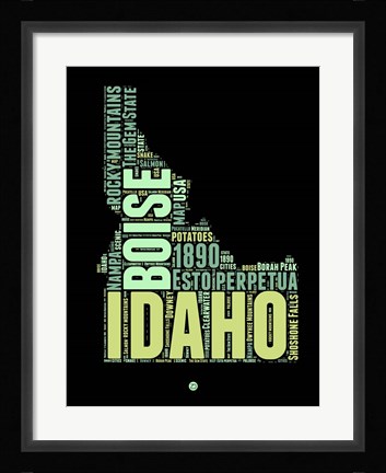 Framed Idaho Word Cloud 1 Print