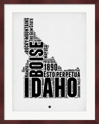 Framed Idaho Word Cloud 2 Print