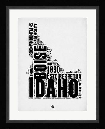 Framed Idaho Word Cloud 2 Print