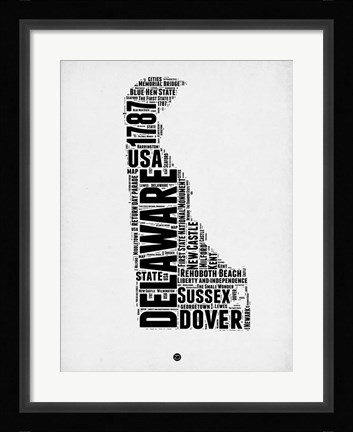Framed Delaware Word Cloud 2 Print