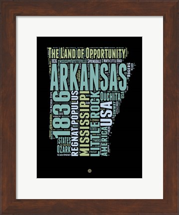 Framed Arkansas Word Cloud 1 Print