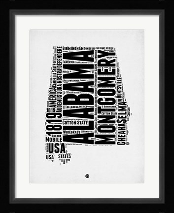 Framed Alabama Word Cloud 2 Print