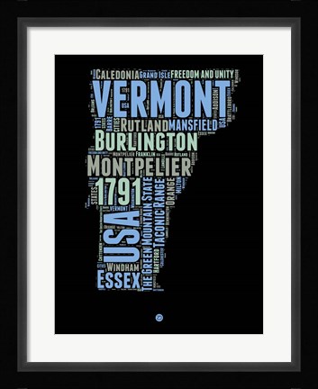 Framed Vermont Word Cloud 1 Print