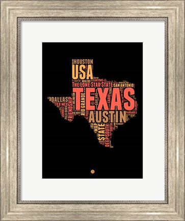 Framed Texas Word Cloud 1 Print