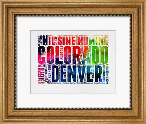Framed Denver Watercolor Word Cloud Print