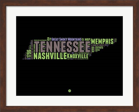 Framed Tennessee Word Cloud 1 Print