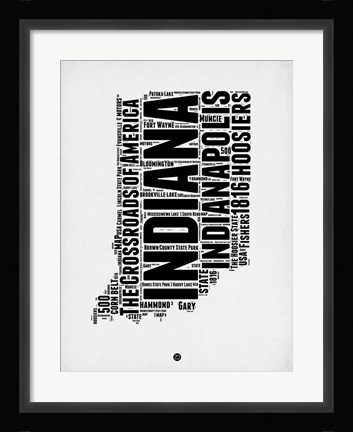 Framed Indiana Word Cloud 2 Print