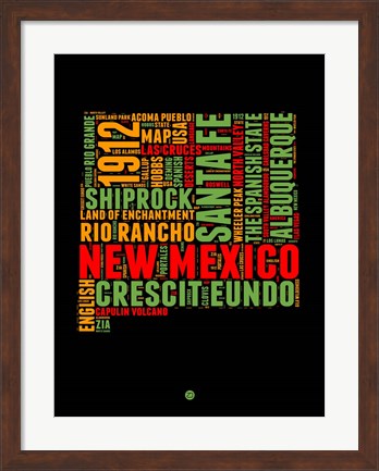 Framed New Mexico Word Cloud 1 Print