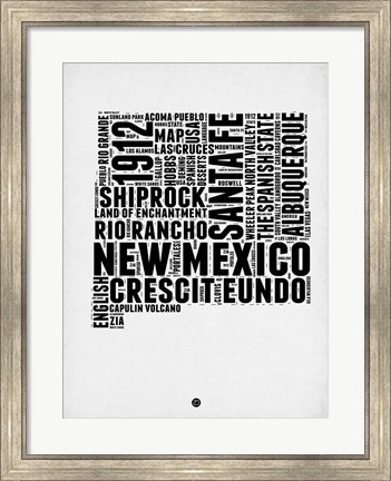 Framed New Mexico Word Cloud 2 Print