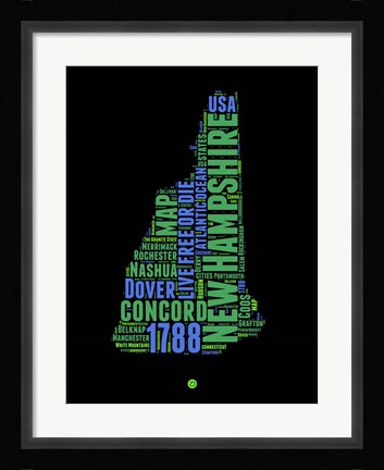 Framed New Hampshire Word Cloud 1 Print
