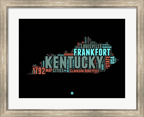 Framed Kentucky Word Cloud 1 Print